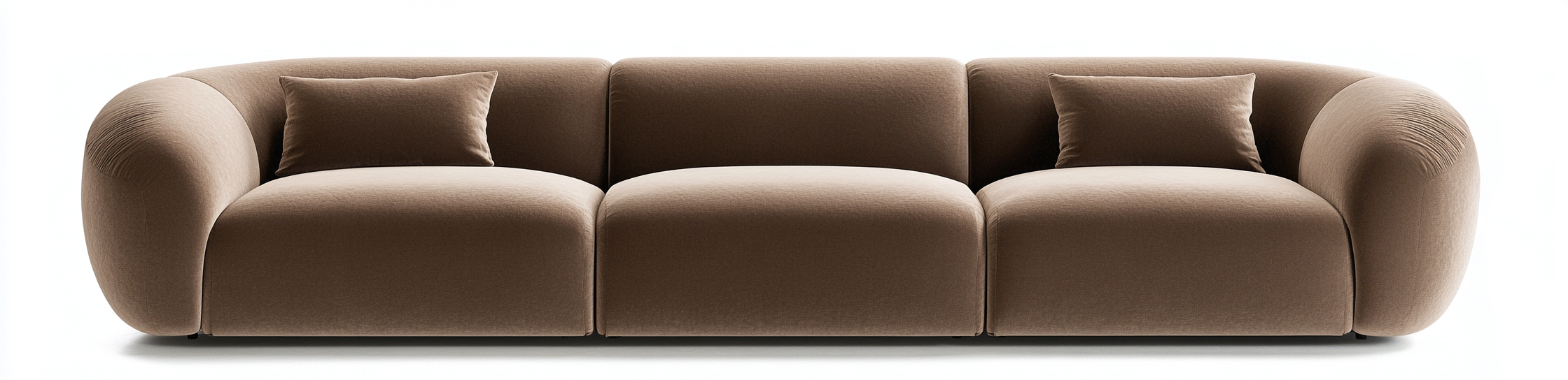 Canapé 3 places en tissu velours 230x95x85 cm - brun - style contemporain pour salon-Comfyene