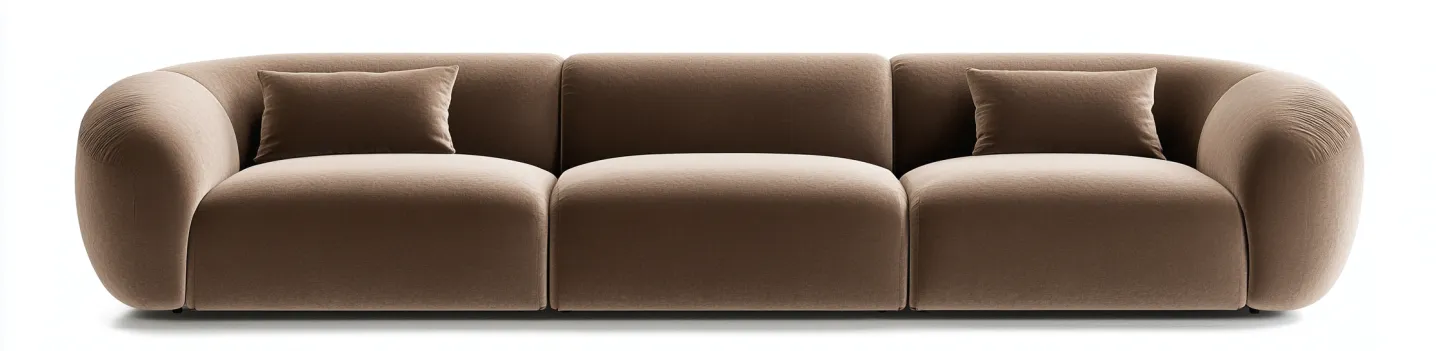 Canapé 3 places en tissu velours 230x95x85 cm - brun - style contemporain pour salon-Comfyene