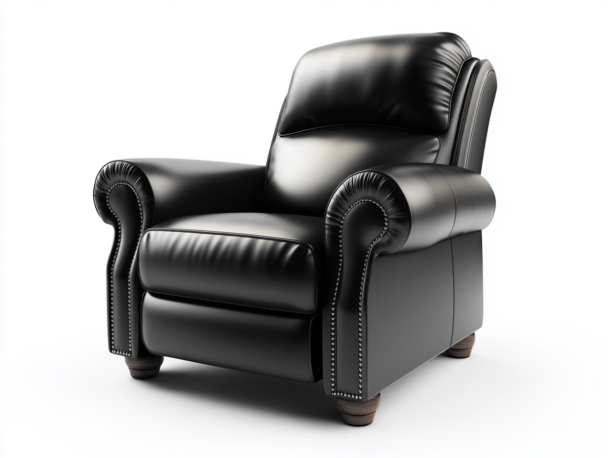 Fauteuil en cuir véritable 95x95x100 cm - noir - style classique avec clous décoratifs-Comfyene