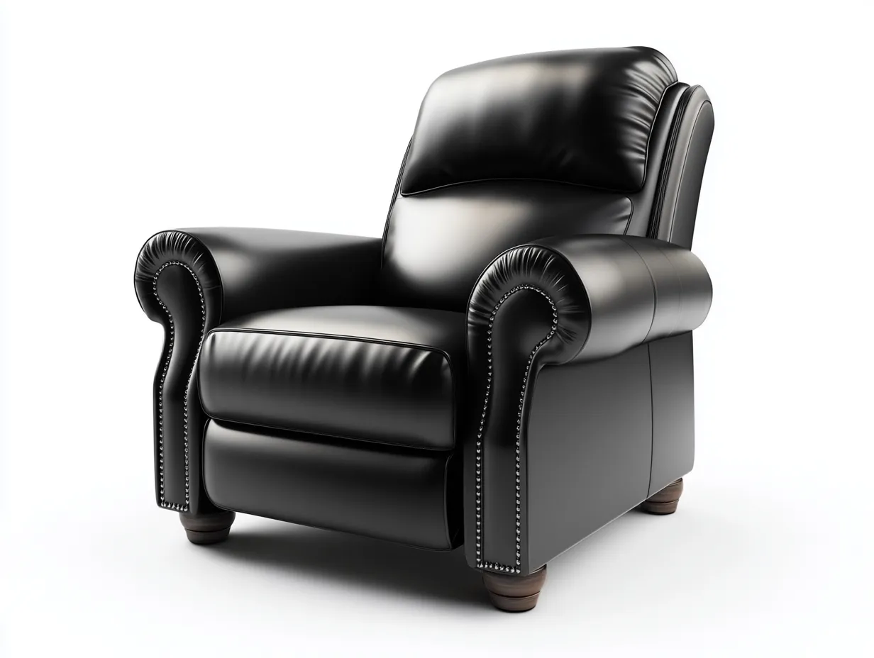 Fauteuil en cuir véritable 95x95x100 cm - noir - style classique avec clous décoratifs-Comfyene