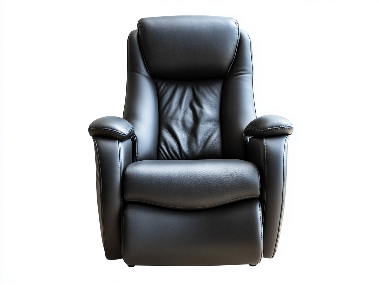 Fauteuil relax en cuir véritable 90x95x100 cm - noir - dossier inclinable ergonomique-Comfyene