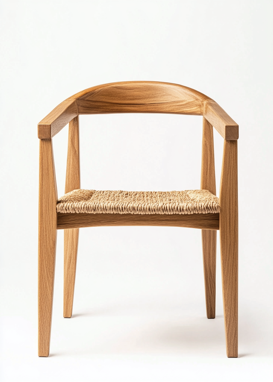 Chaise de salle à manger en bois de chêne et assise en corde naturelle - 54x53x76 cm - style nordique-Comfyene