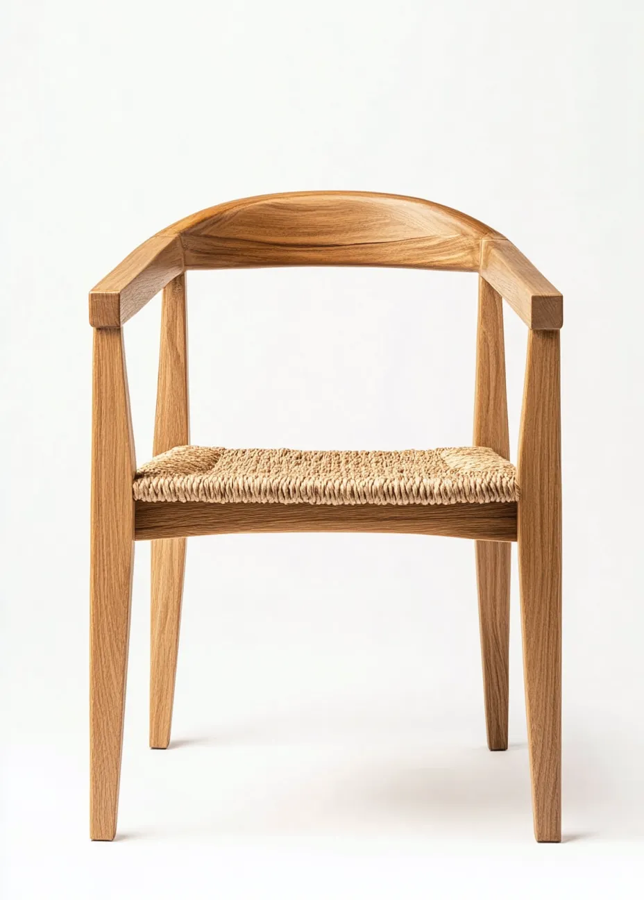 Chaise de salle à manger en bois de chêne et assise en corde naturelle - 54x53x76 cm - style nordique-Comfyene