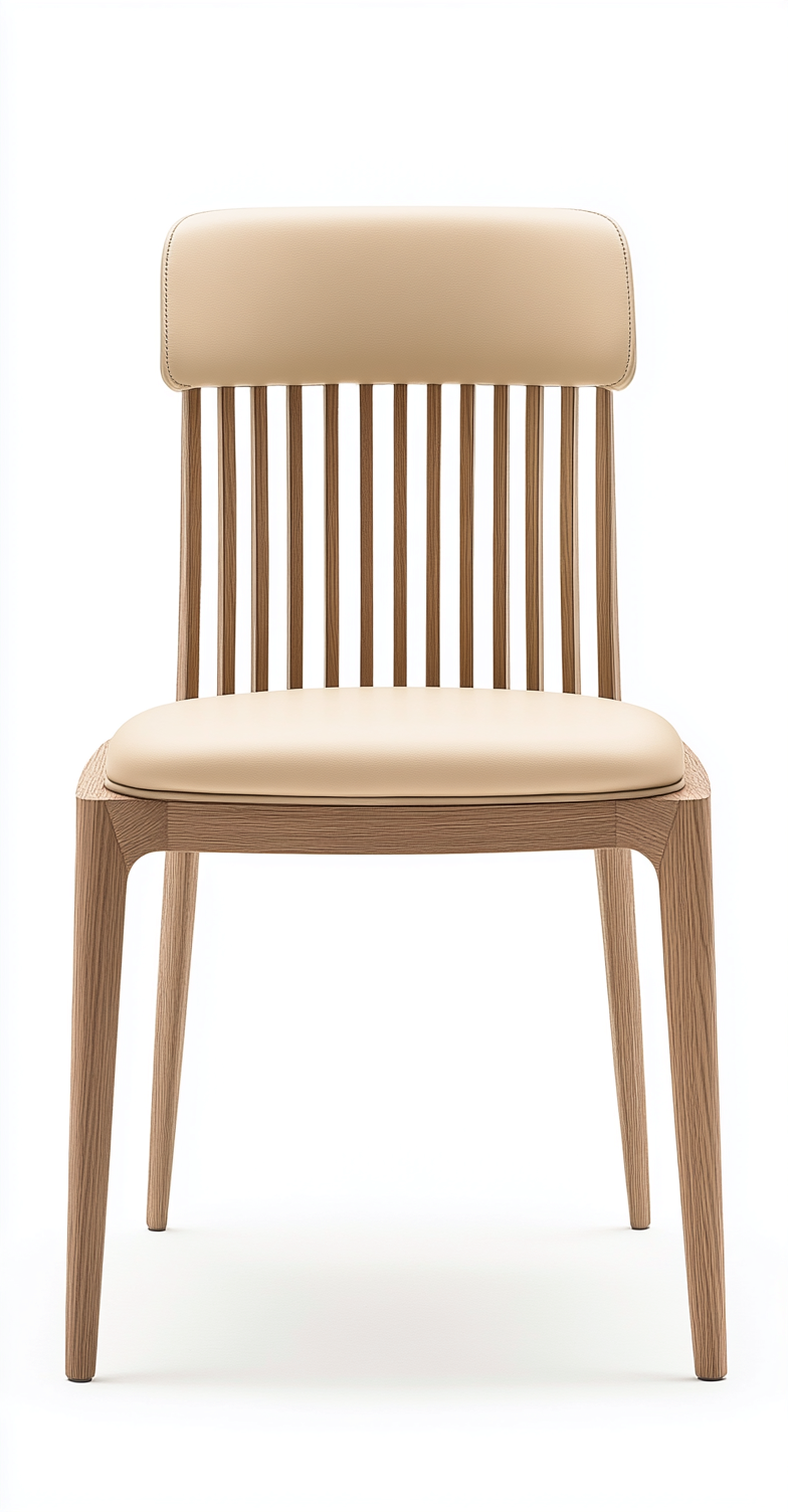 Chaise de salle à manger en chêne naturel et similicuir beige - 45x50x85 cm - style scandinave-Comfyene