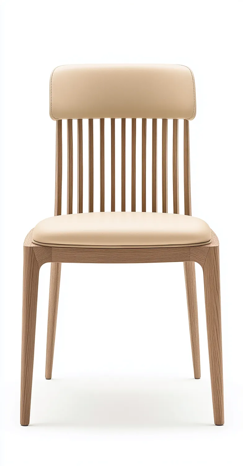 Chaise de salle à manger en chêne naturel et similicuir beige - 45x50x85 cm - style scandinave-Comfyene