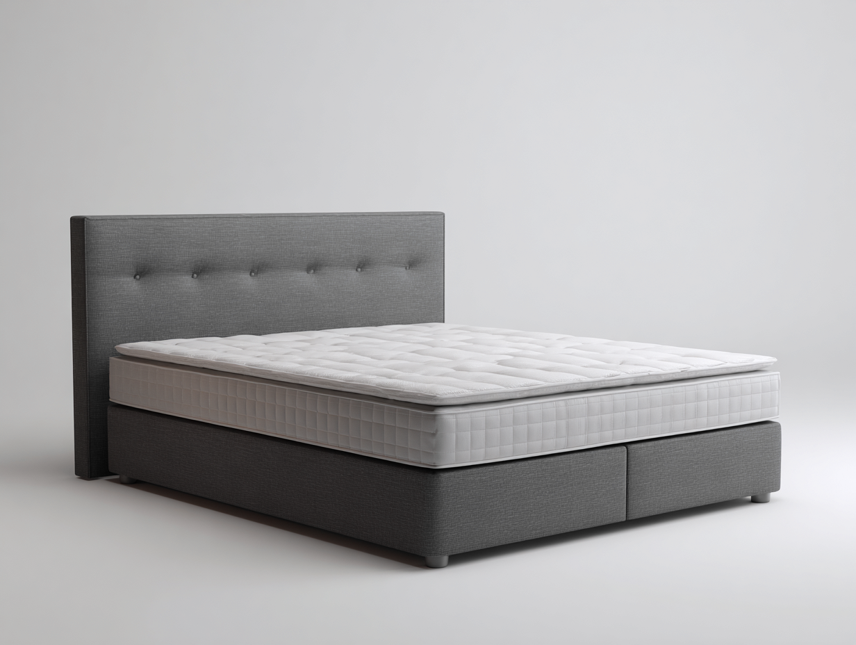 Lit double tapissé 200x160x105 cm - tissu gris foncé - style contemporain-Comfyene