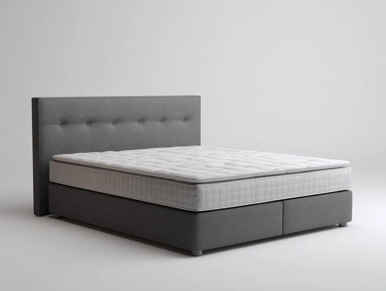 Lit double tapissé 200x160x105 cm - tissu gris foncé - style contemporain-Comfyene