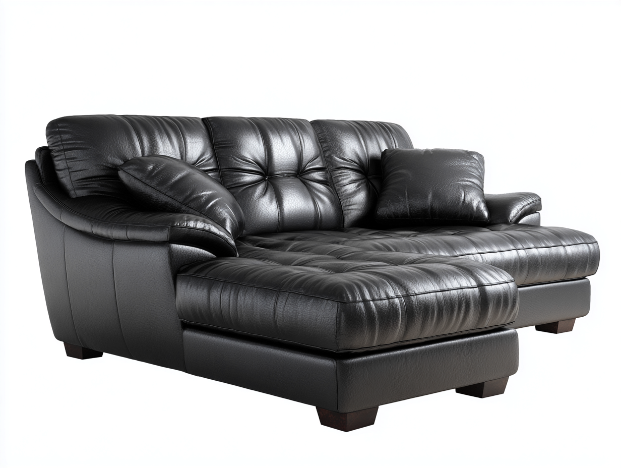 Canapé d'angle en cuir véritable 200x160x85 cm - noir - design moderne et confortable-Comfyene