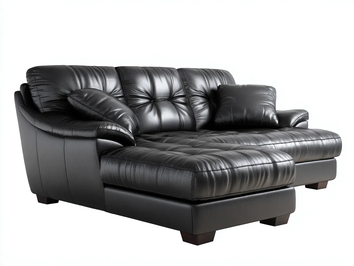 Canapé d'angle en cuir véritable 200x160x85 cm - noir - design moderne et confortable-Comfyene