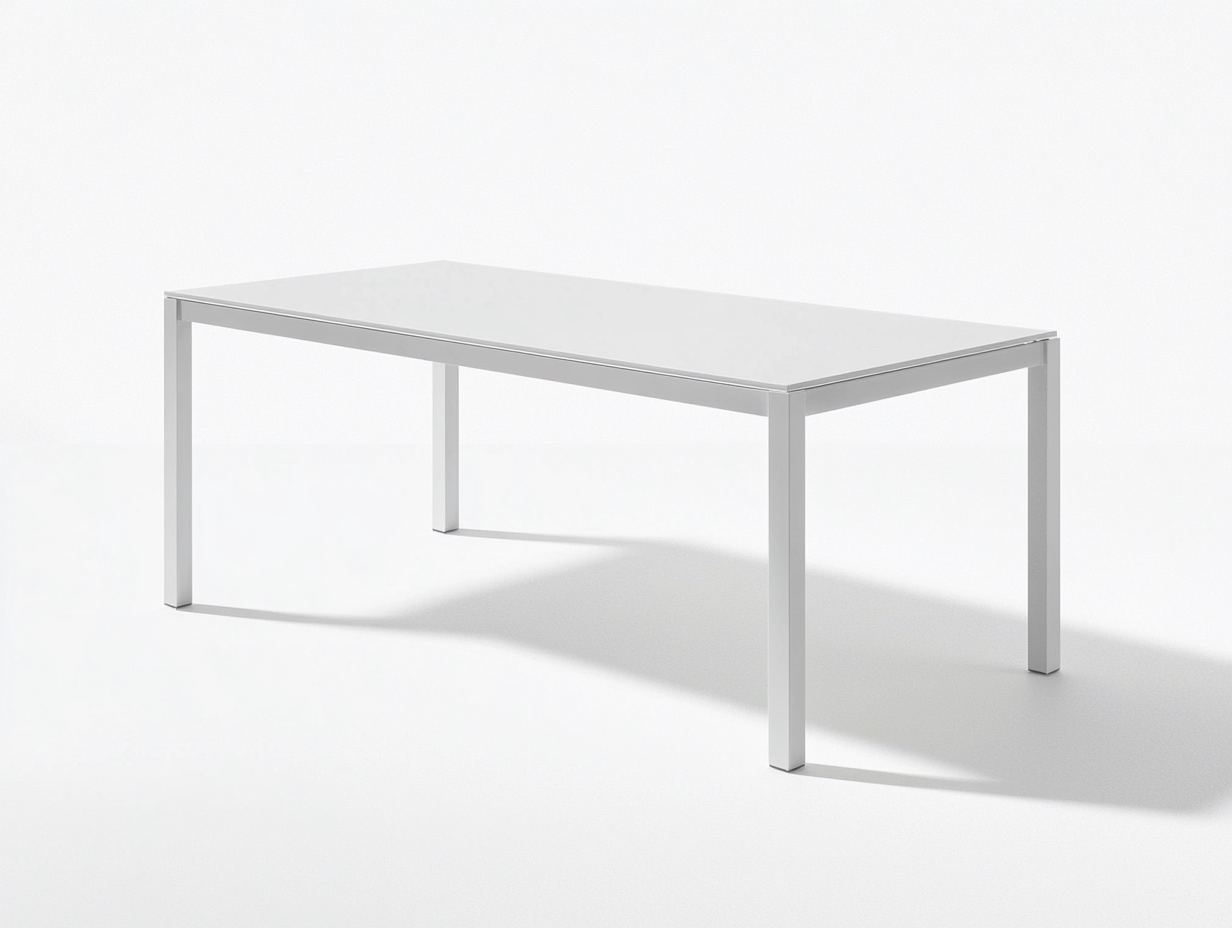 Table de salle à manger en aluminium 160x85x74 cm - blanc - style moderne minimaliste-Comfyene