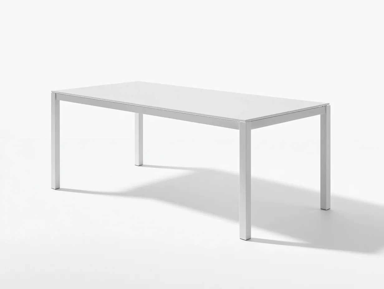 Table de salle à manger en aluminium 160x85x74 cm - blanc - style moderne minimaliste-Comfyene