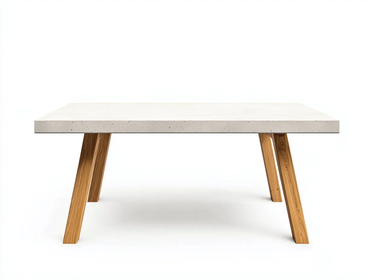 Table à manger en béton et bois 155x90x72 cm - gris clair et chêne - style industriel contemporain-Comfyene