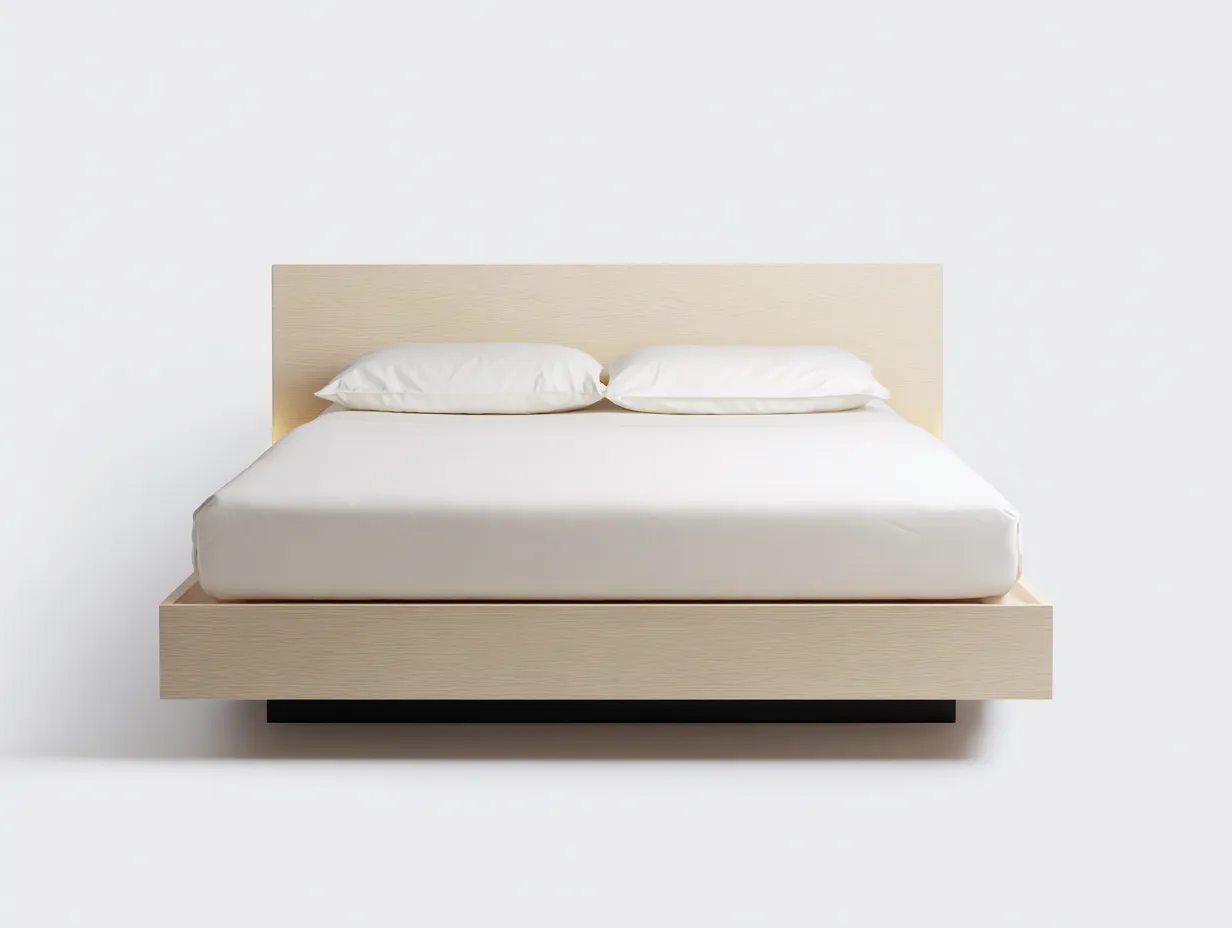 Lit double 200x160x100 cm - bois frêne clair et base noire - design minimaliste-Comfyene