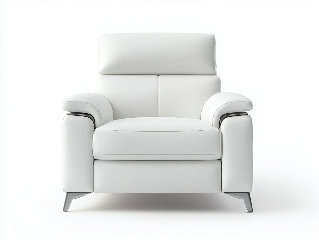Fauteuil en cuir véritable 92x95x100 cm - blanc - design moderne pour salon-Comfyene