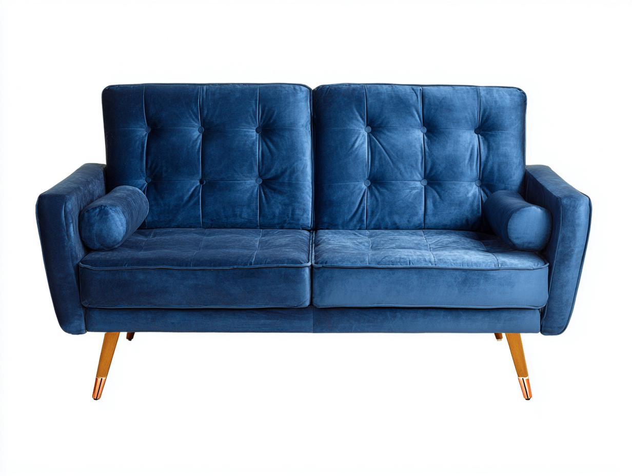 Canapé 2 places en tissu 160x85x85 cm - bleu foncé - style rétro moderne-Comfyene