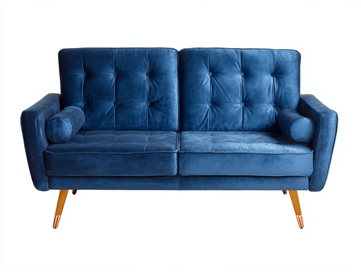 Canapé 2 places en tissu 160x85x85 cm - bleu foncé - style rétro moderne-Comfyene