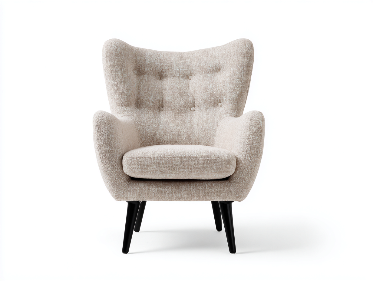 Fauteuil en tissu beige/noir 78x80x100 cm - design scandinave - dossier capitonné-Comfyene