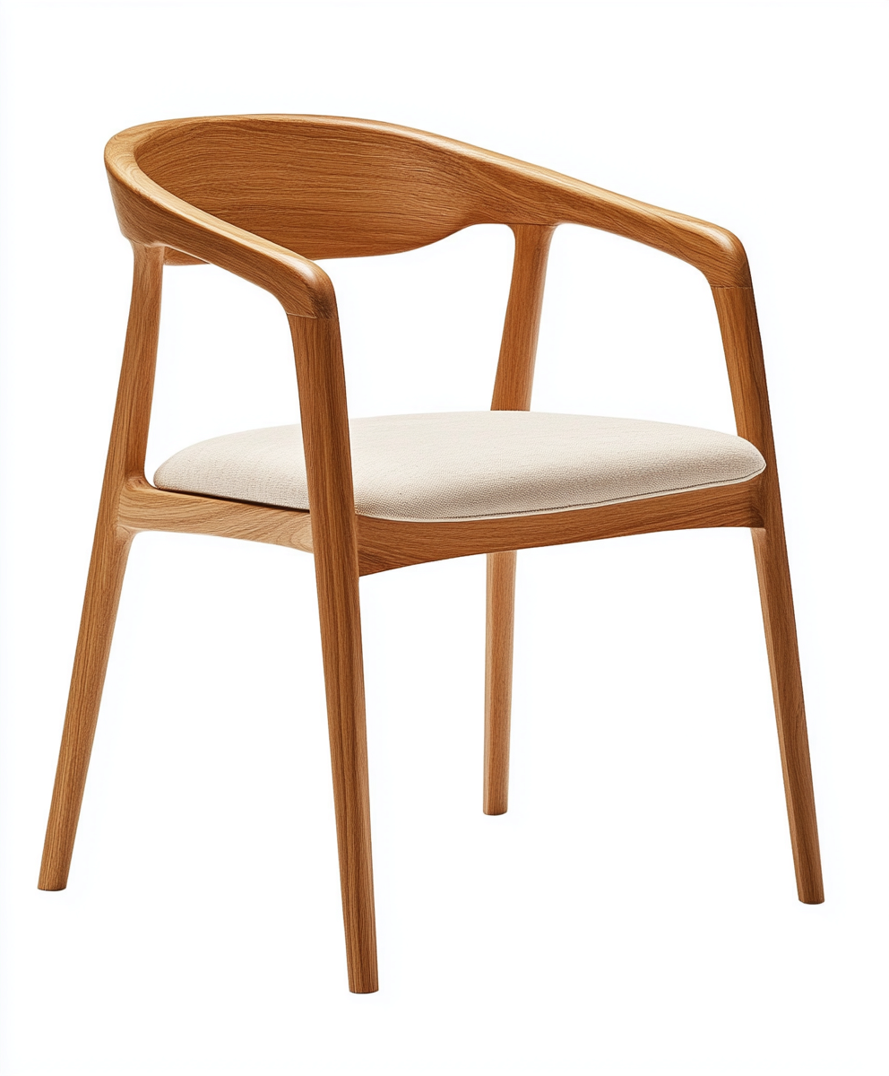 Chaise de salle à manger en bois de chêne et tissu beige - 53x54x78 cm - style scandinave-Comfyene
