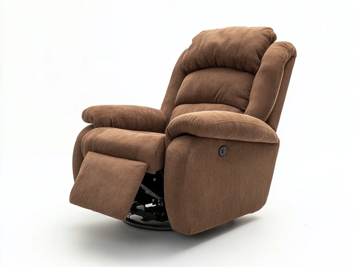 Fauteuil relax en tissu 95x100x105 cm - marron - design ergonomique inclinable avec repose-pieds-Comfyene