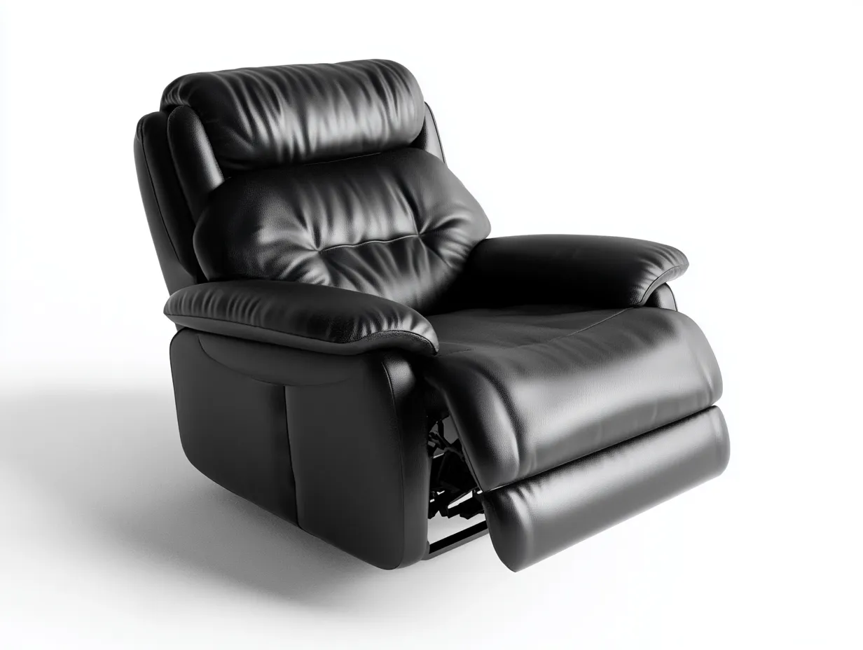 Fauteuil relax en cuir véritable 95x100x100 cm - noir - design ergonomique et inclinable-Comfyene