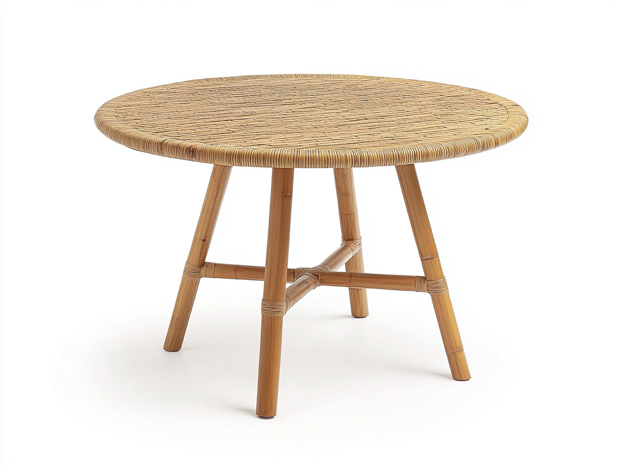 Table de salle à manger en bambou 90x90x74 cm - bois naturel - style bohème naturel-Comfyene