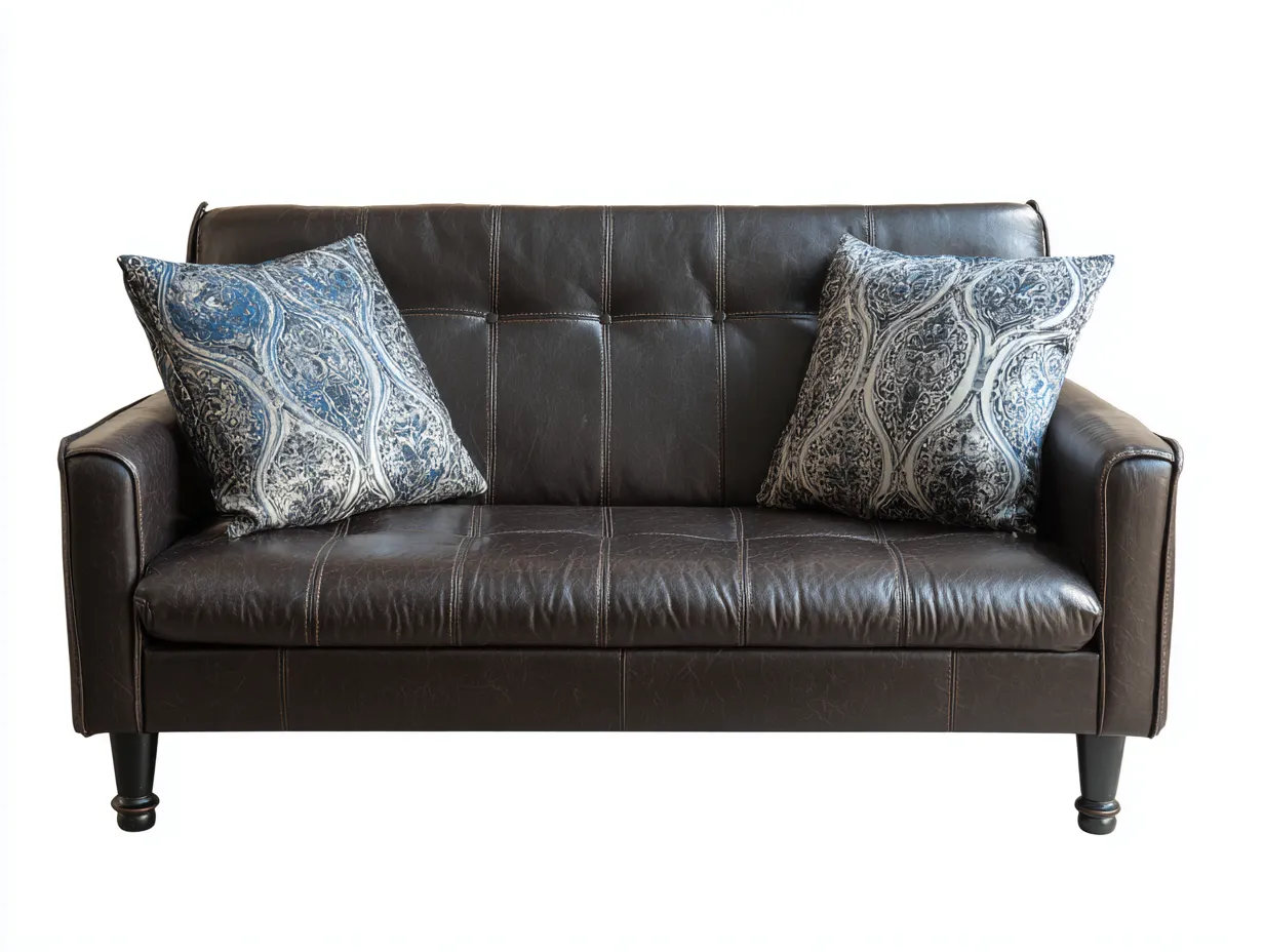 Canapé 2 places en cuir synthétique 160x85x85 cm - marron foncé - style classique moderne-Comfyene