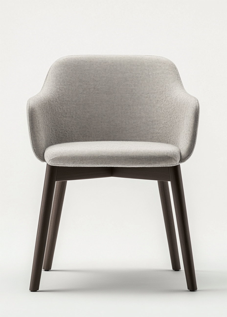 Chaise de salle à manger en tissu et bois 55x56x82 cm - gris clair/noyer foncé - design contemporain-Comfyene