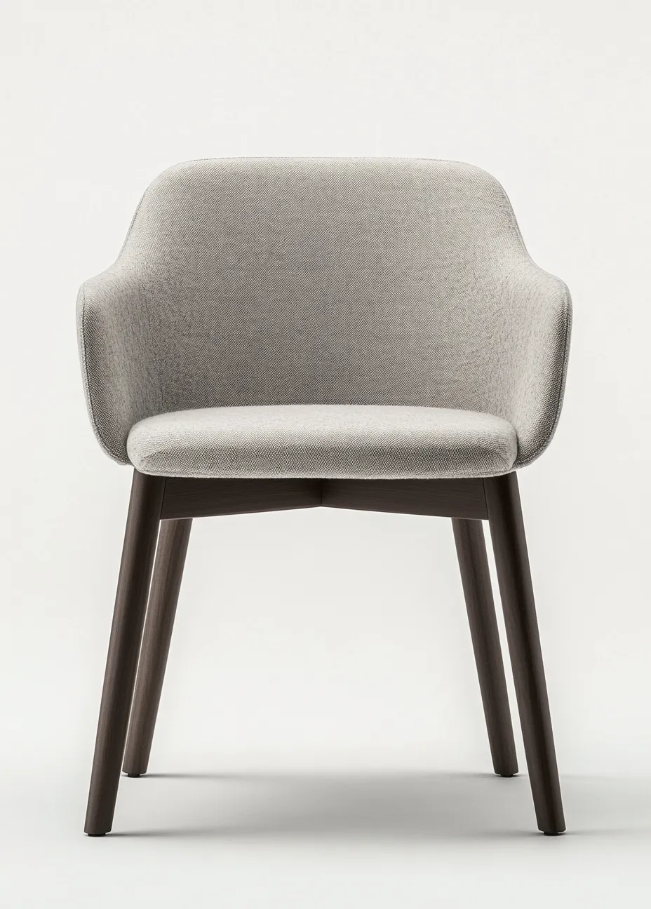 Chaise de salle à manger en tissu et bois 55x56x82 cm - gris clair/noyer foncé - design contemporain-Comfyene