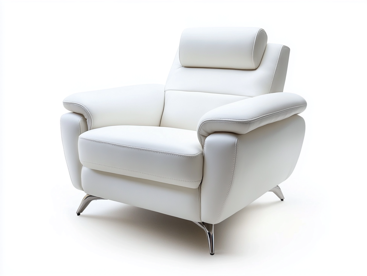 Fauteuil en cuir véritable 95x100x100 cm - blanc - design contemporain pour salon-Comfyene