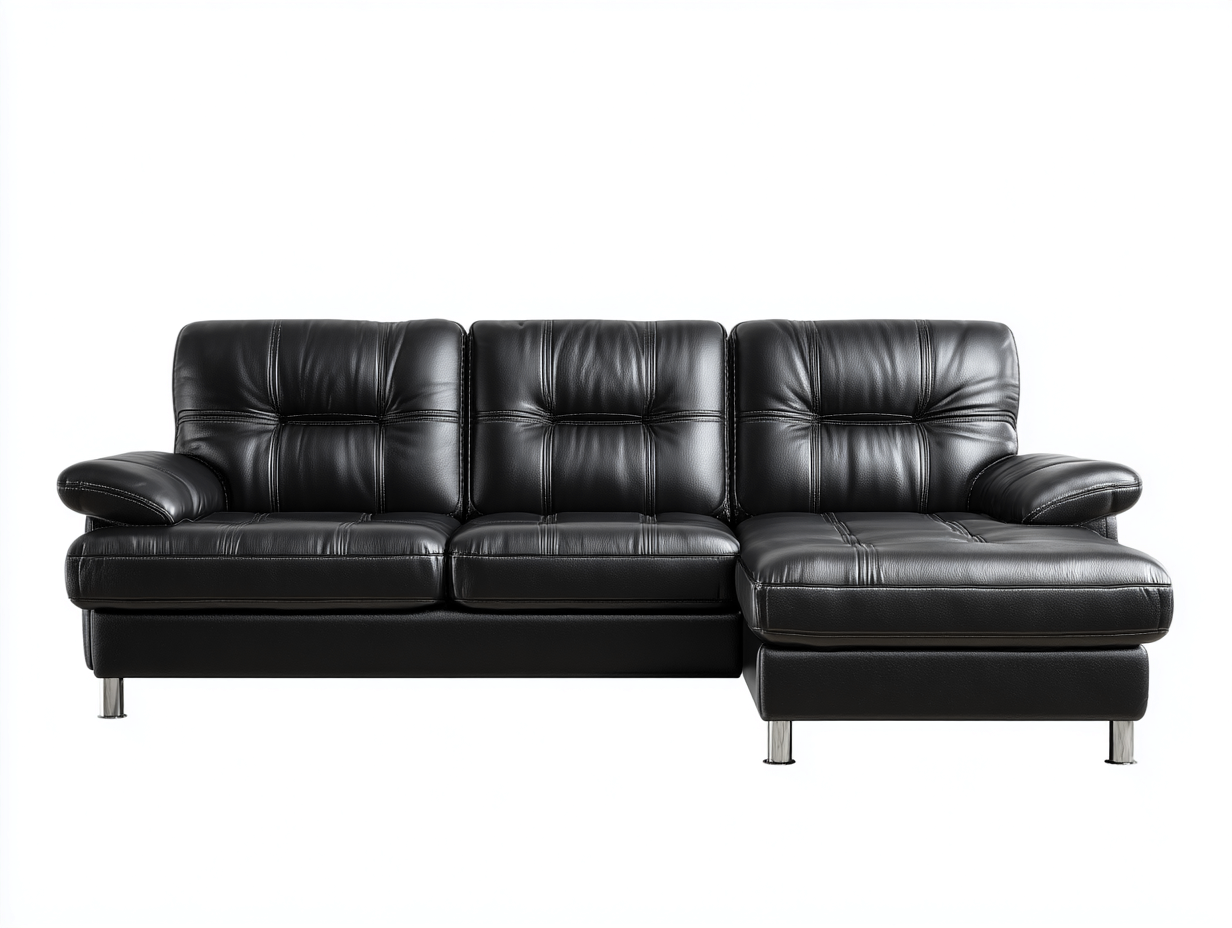 Canapé d'angle en cuir véritable 270x165x85 cm - noir - design moderne et confortable-Comfyene