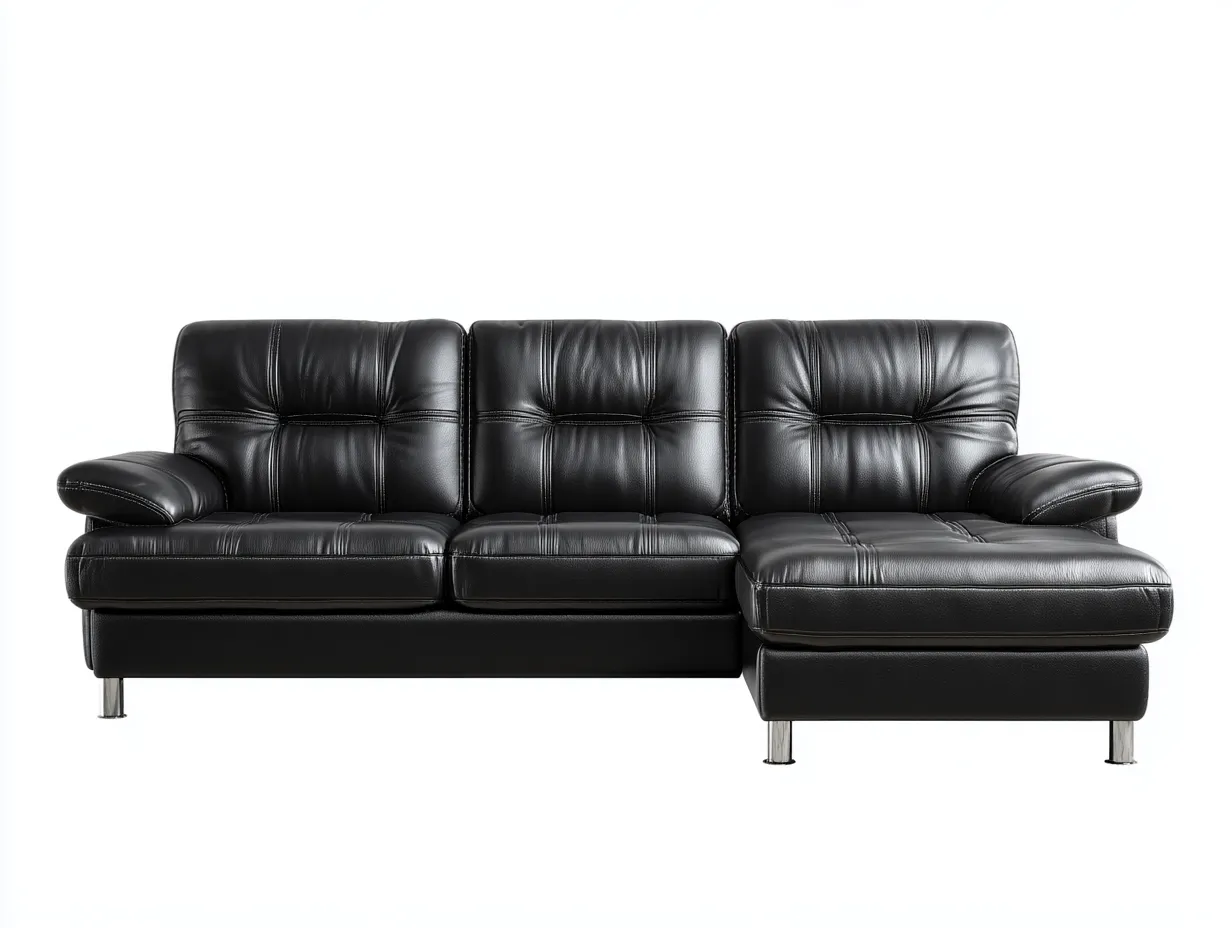 Canapé d'angle en cuir véritable 270x165x85 cm - noir - design moderne et confortable-Comfyene