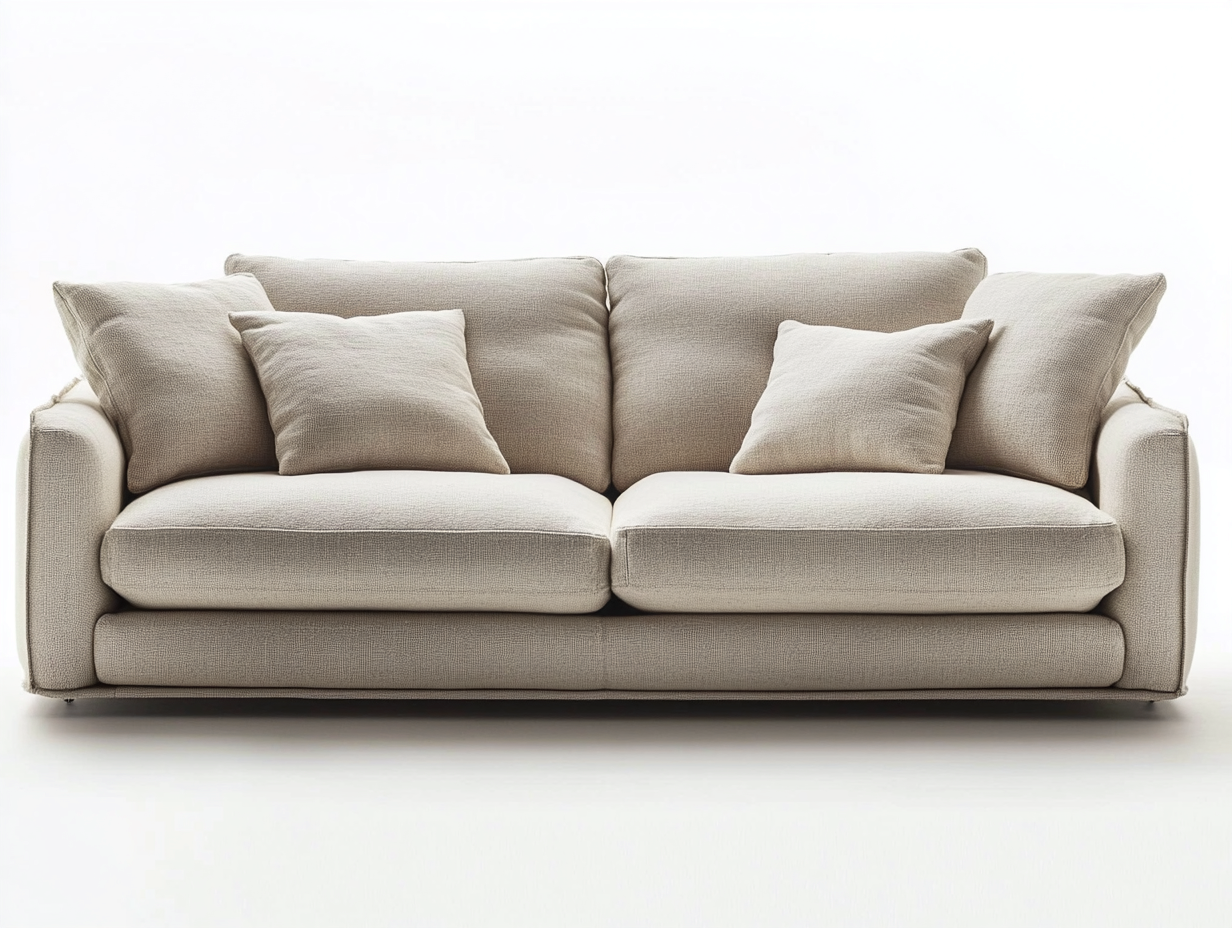 Canapé 3 places en tissu 205x95x85 cm - beige - design contemporain pour salon-Comfyene