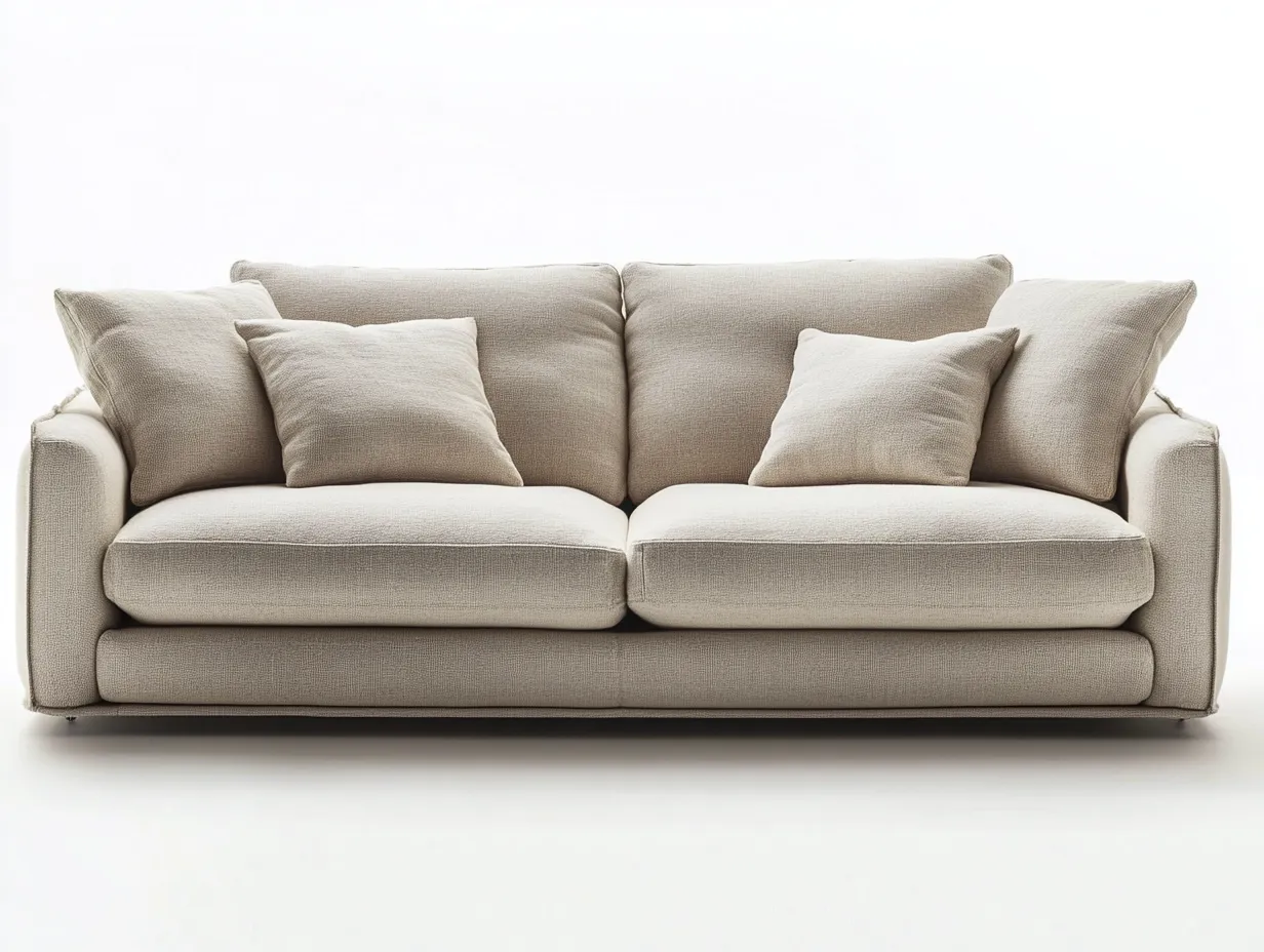 Canapé 3 places en tissu 205x95x85 cm - beige - design contemporain pour salon-Comfyene