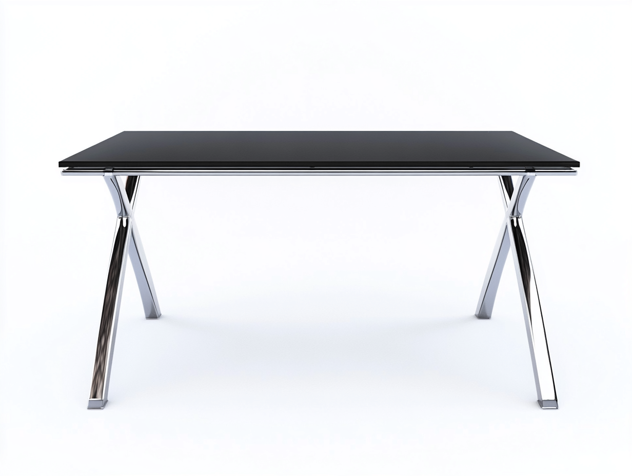 Table de salle à manger en verre trempé et métal chromé 160x90x74 cm - noir - style moderne élégant-Comfyene