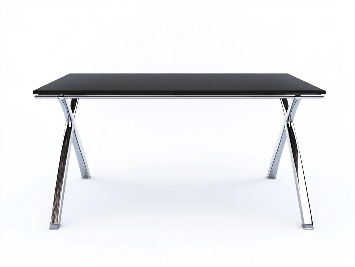 Table de salle à manger en verre trempé et métal chromé 160x90x74 cm - noir - style moderne élégant-Comfyene