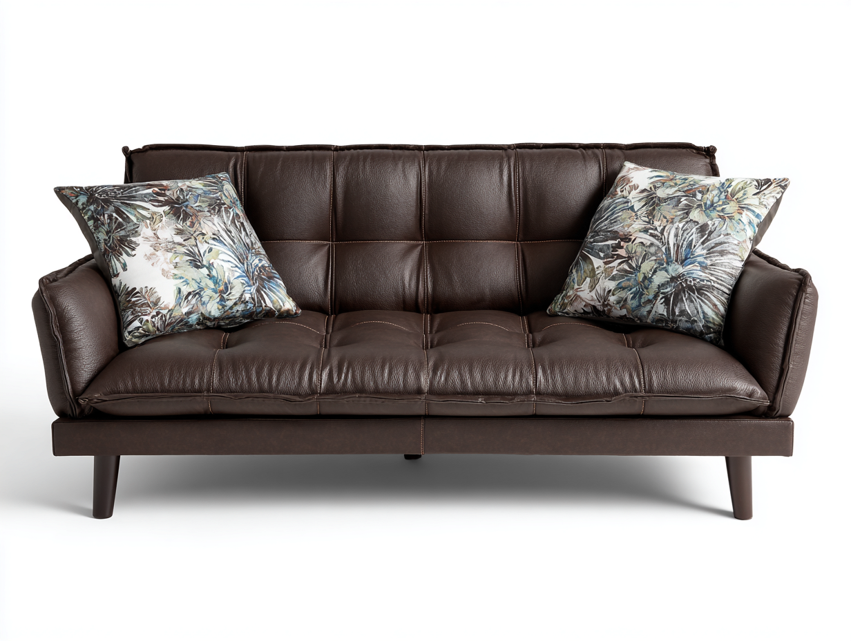 Canapé 2 places en cuir synthétique 160x85x85 cm - marron foncé - style contemporain-Comfyene