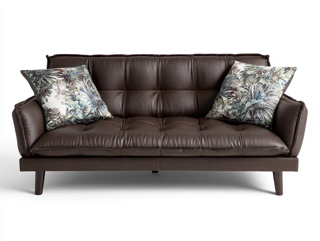 Canapé 2 places en cuir synthétique 160x85x85 cm - marron foncé - style contemporain-Comfyene