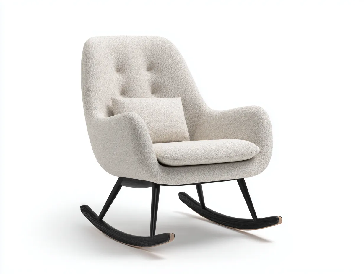 Fauteuil à bascule en tissu bouclé 80x95x105 cm - beige/noir - design moderne épuré-Comfyene