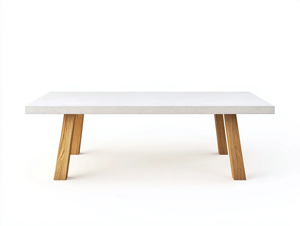 Table à manger en béton et bois 155x90x72 cm - gris clair et chêne - style industriel moderne-Comfyene