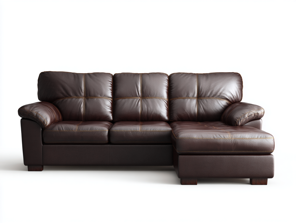 Canapé d'angle en cuir synthétique 255x160x85 cm - marron foncé - style contemporain-Comfyene