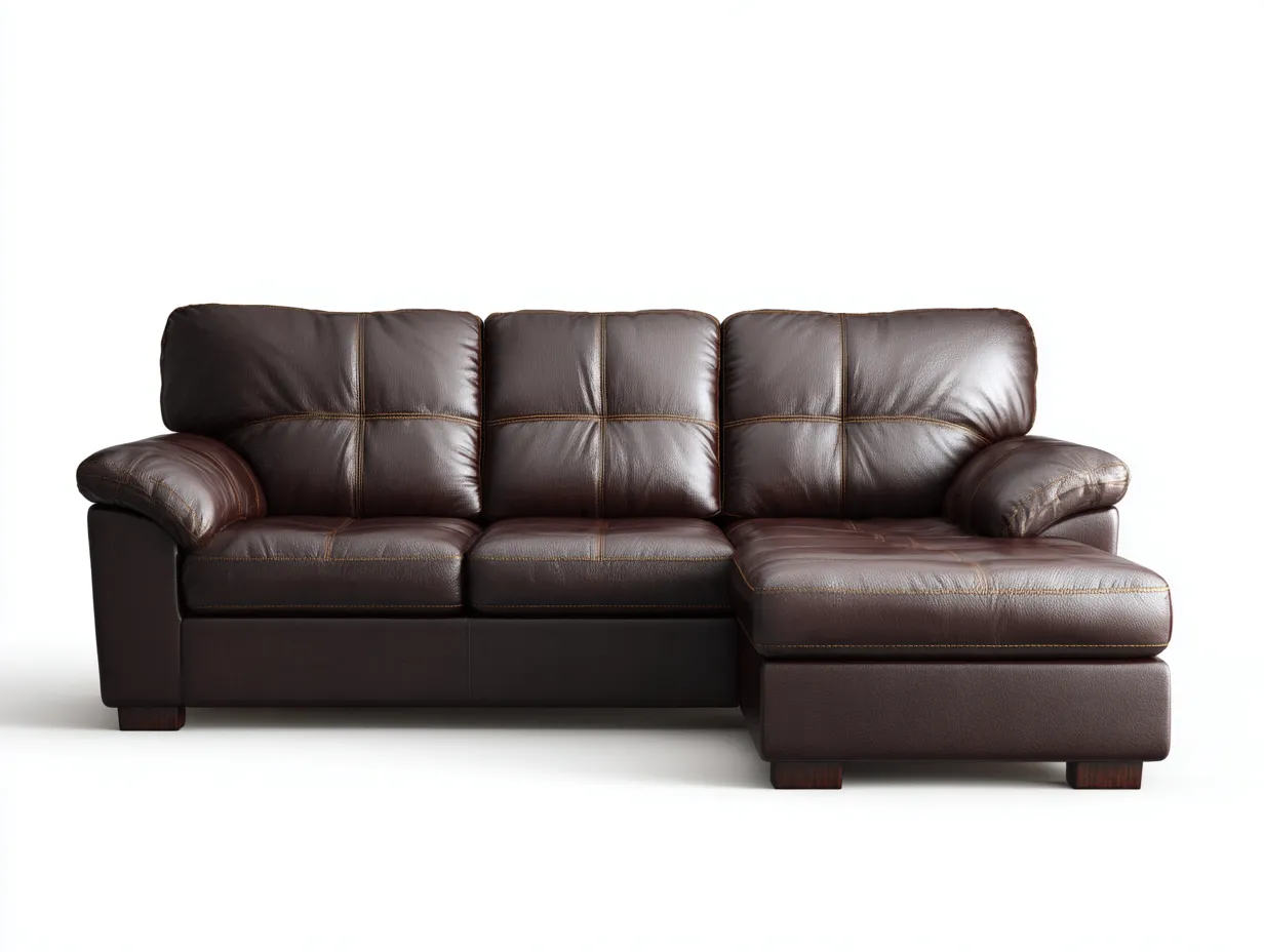 Canapé d'angle en cuir synthétique 255x160x85 cm - marron foncé - style contemporain-Comfyene