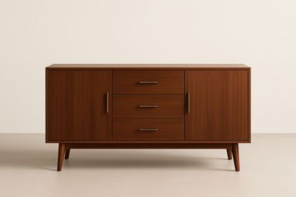 Buffet en bois avec 2 portes et 3 tiroirs marron