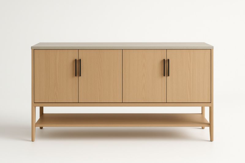 Buffet en Bois avec Portes Battantes et Étagère