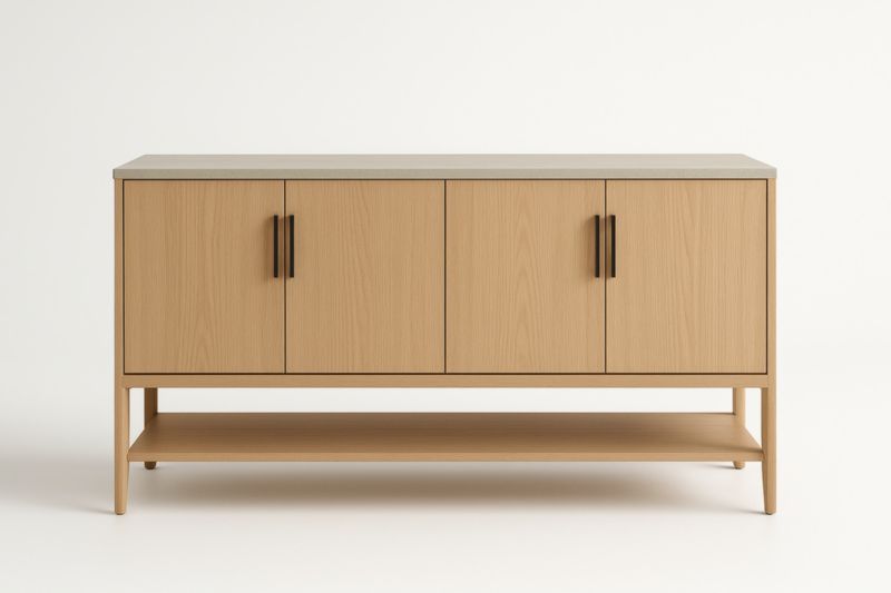 Buffet en Bois avec Portes Battantes et Étagère