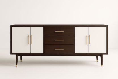 Buffet en Bois avec Portes et Tiroirs Marron et Blanc