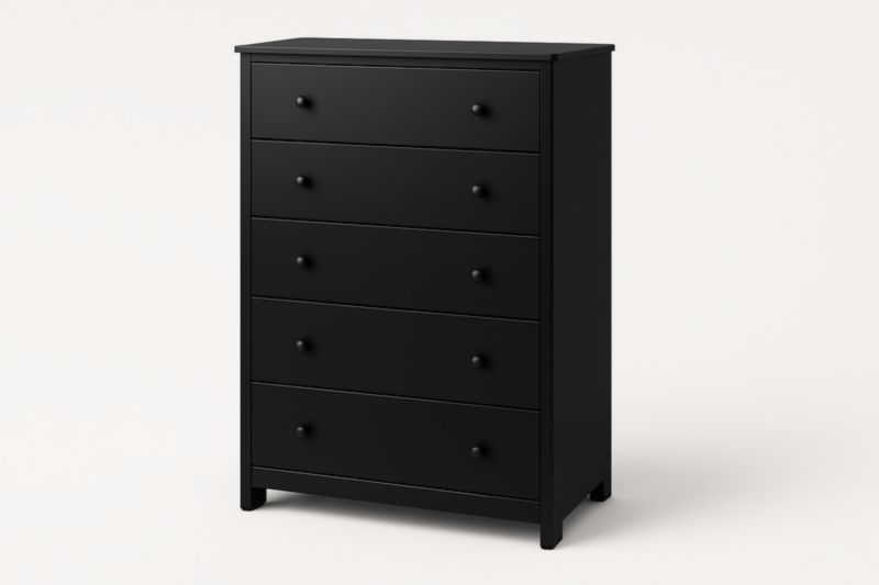 Commode 5 Tiroirs Bois Noir