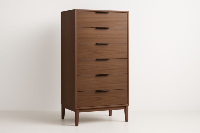 Commode en Bois avec 6 Tiroirs Finition Noyer