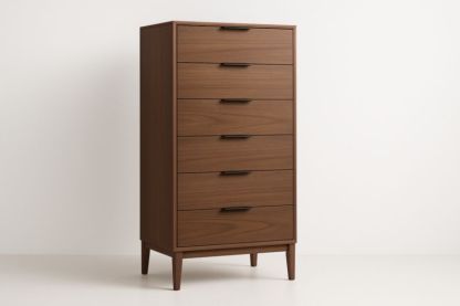 Commode en Bois avec 6 Tiroirs Finition Noyer