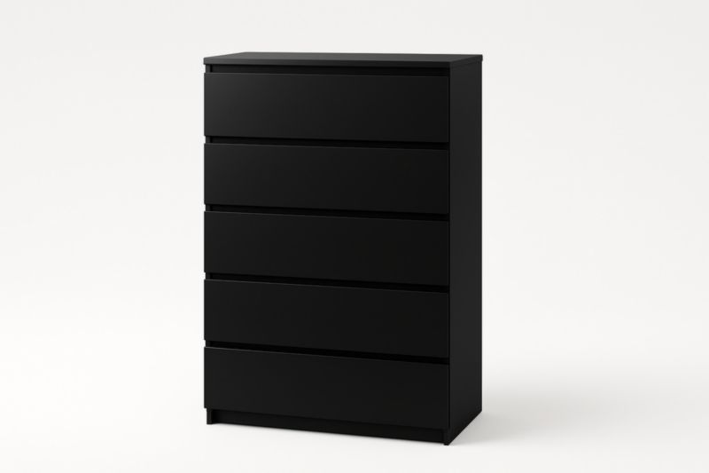 Commode 5 Tiroirs Bois Noir