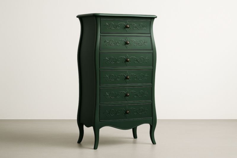 Commode en bois avec 6 tiroirs Vert Foncé